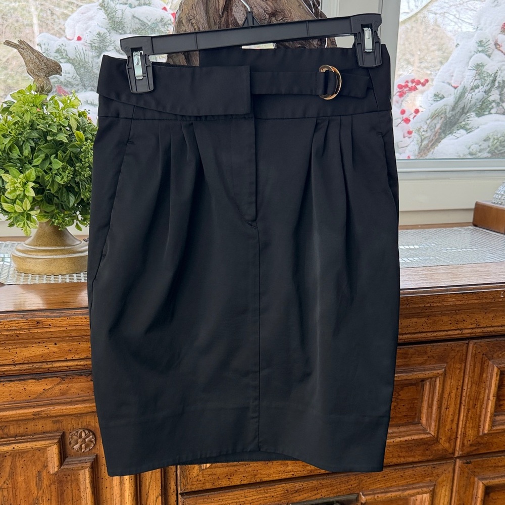 Calvin Klein Black Pencil Skirt with Gold Buckle